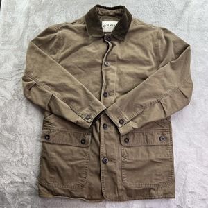 Orvis Jacket Mens Medium Brown Chore Barn Canvas Hunting Corduroy Collar Quilted